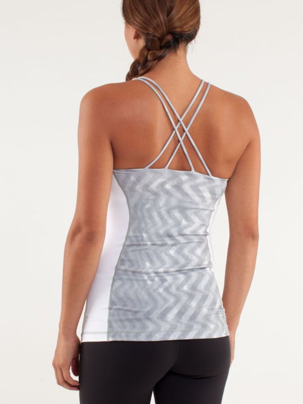 Lululemon Womenยดs White Grey Virtuous Bra Tank Top Sz 6